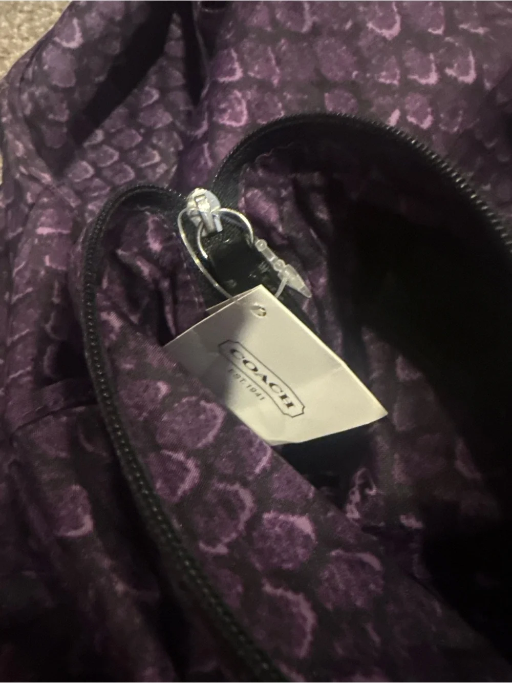 Coach Purple Patterned Signature Cosmetic Pouch